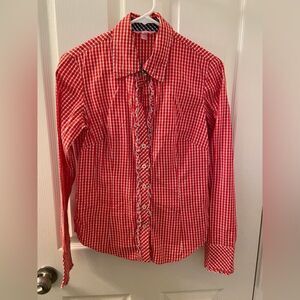 Lilly Pulitzer Women's Gingham Plaid Button Up Down Blouse Top Shirt Size 2